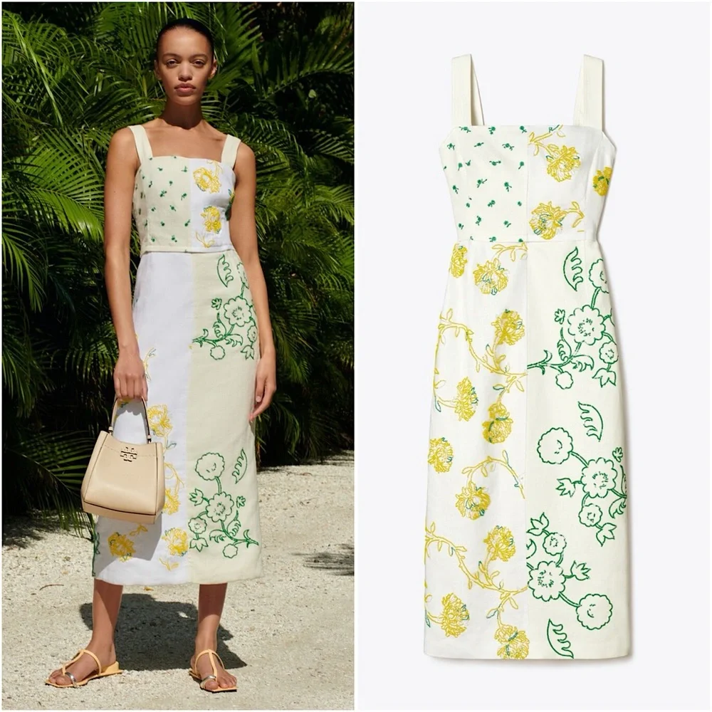 NWT TORY BURCH Embellished Dress in Linen $1,798 2